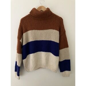 Evereve Peyton Jensen Chunky Knit Turtle Neck Sweater NWT Size L  Lagenlook